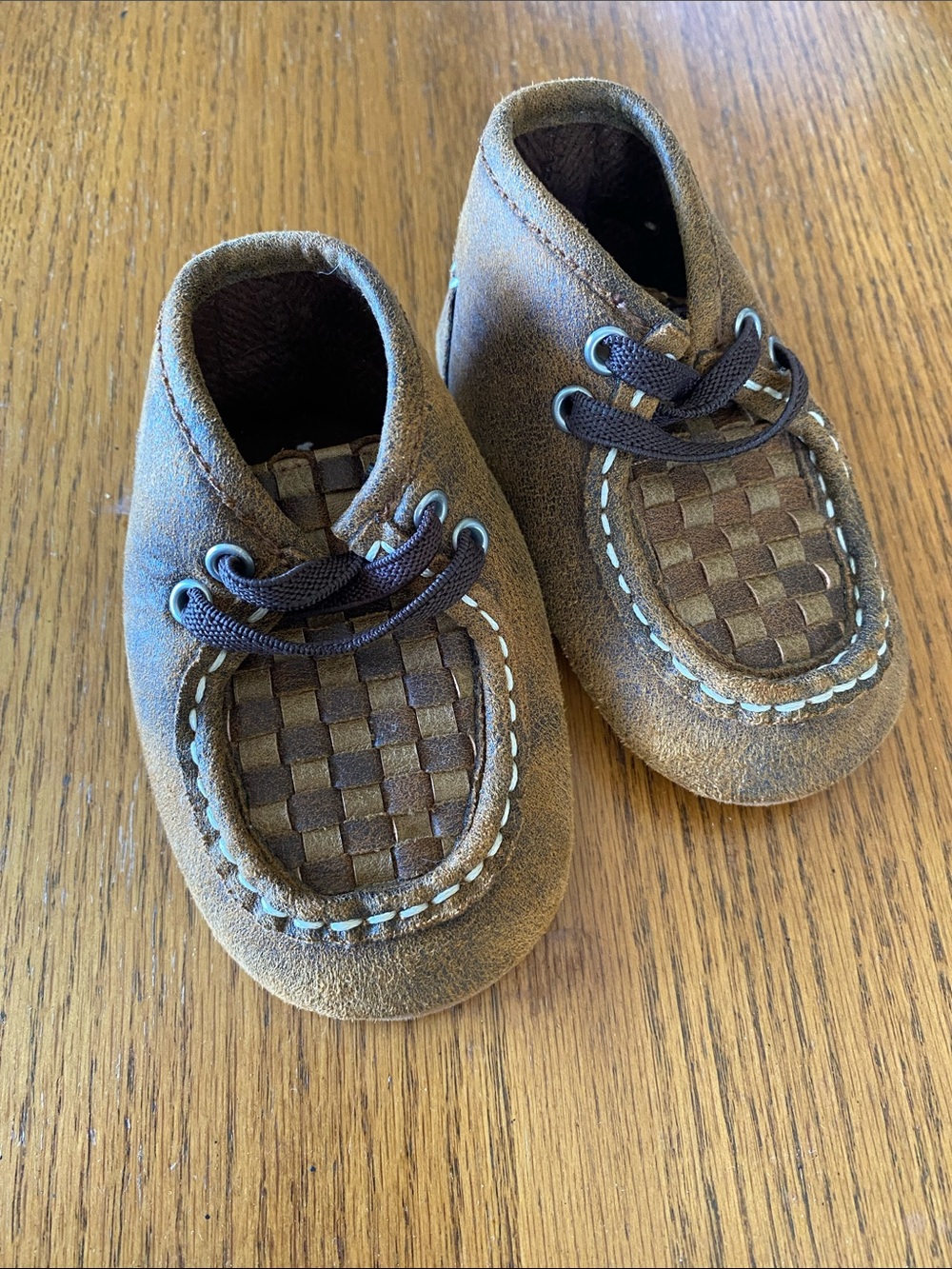 Twisted X Brown Suede Woven Toe Kids Moccasins